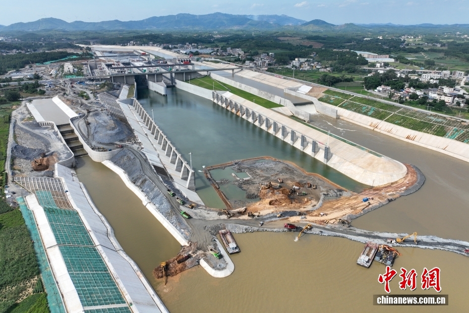 航拍广西平陆运河建设现场