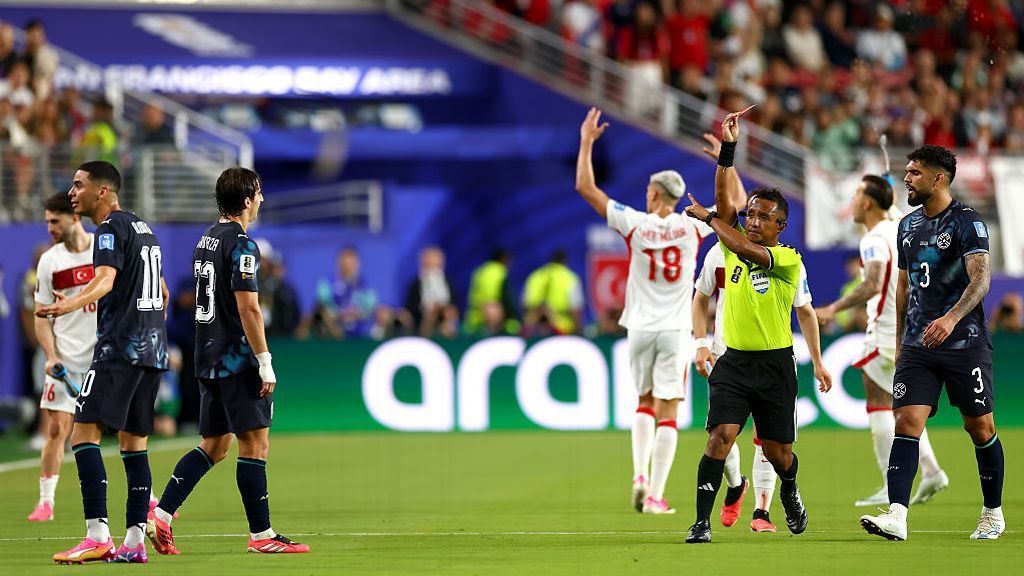 Almiron first to be sent off for covering mouth
