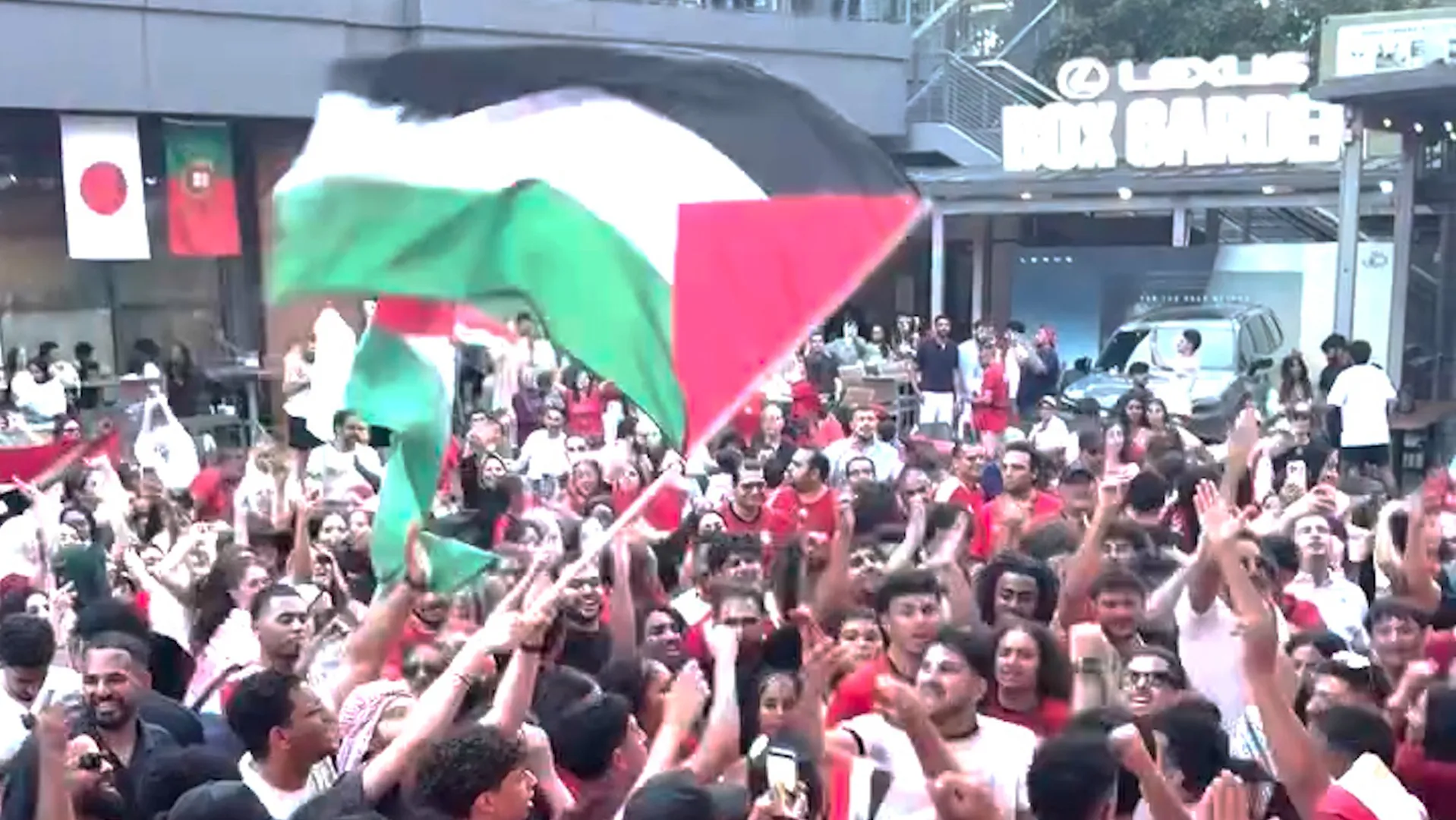 Egypt and Morocco fans celebrate World Cup wins by singing for Palestine